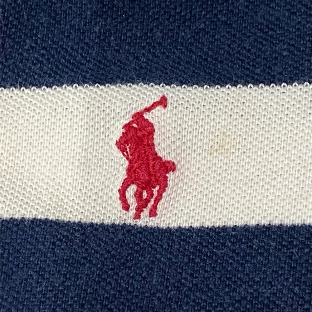 Vintage Ralph Lauren Infant Sz M (6-12m) Navy/White Striped Mesh‎ Polo Bodysuit
